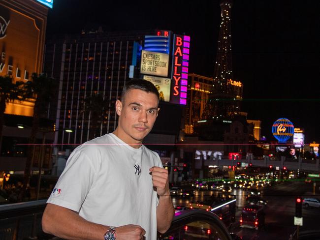 Tim Tszyu on the Las Vegas strip, where he will take on Jermell Charlo in a world title fight in January. Picture: Alex Sanchez