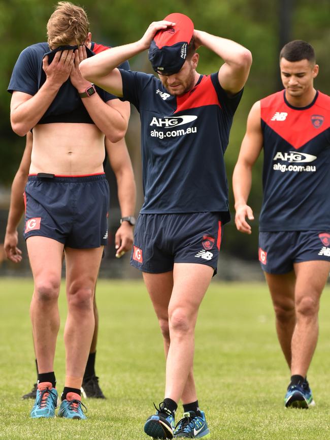 Melbourne players at pre-season training at Gosch's Paddock. Picture: Jay Town