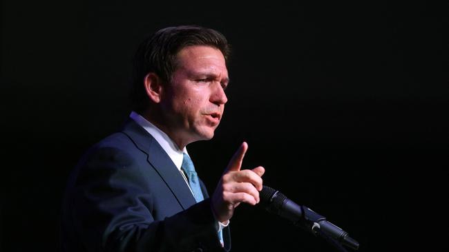 Ron DeSantis addresses a fundraiser in Rothschild, Wisconsin, on Saturday. Picture: AFP