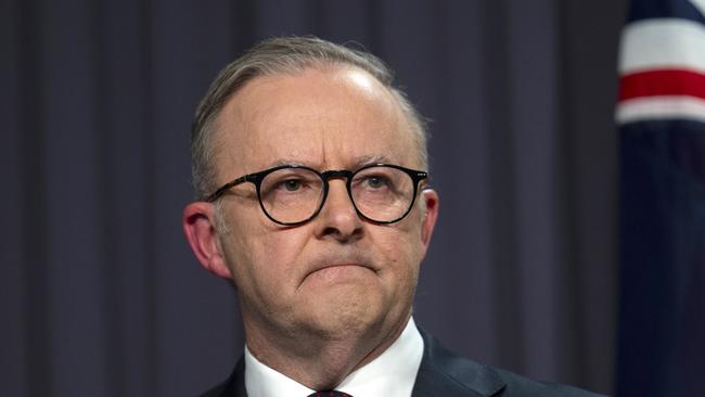 The Prime Minister Anthony Albanese held a press conference after the Voice to Parliament was defeated in the referendum. Picture: NCA NewsWire / Martin Ollman