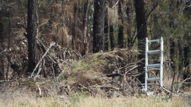 The makeshift sniper’s hide from where Gareth, Nathaniel and Stacey Train fatally shot police officers Matthew Arnold and Rachel McCrow. Picture: Lyndon Mechielsen