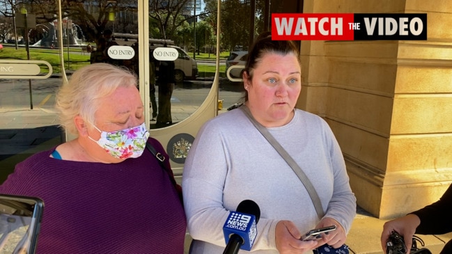 The mother and sister of Adrian Hobinchet speak outside court