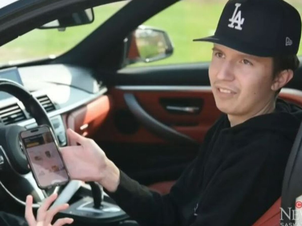 Mason Prima, 18, claimed he was waiting inside his car online at one of the Golden Arches locations in Canada and accessing the fast food chain’s mobile app when Saskatoon police pulled him over. Picture: CTV News