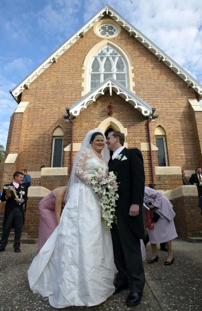 The Wedding of Kirsty Leigh Wright and Ben Robert Bradley, married at The Holy Heritage Hall at Wooloowin, 2004. Picture: Andrew Maccoll