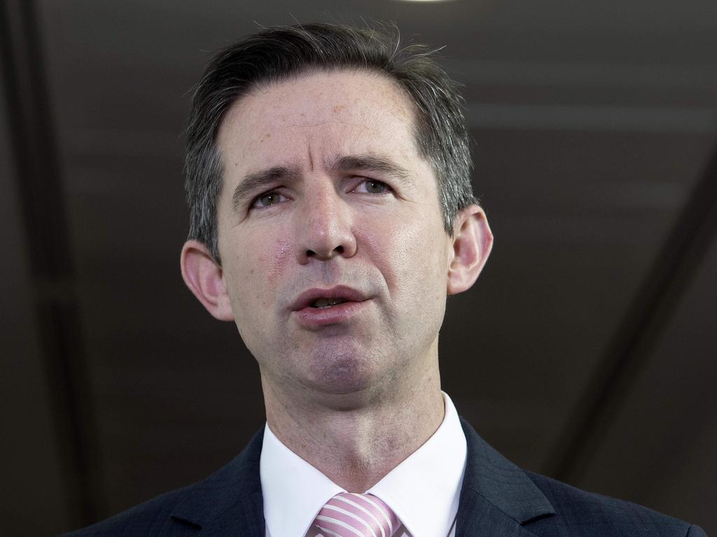 Simon Birmingham says the minister at the centre of rape allegations deserves ‘natural justice’. Picture: NCA NewsWire / Gary Ramage