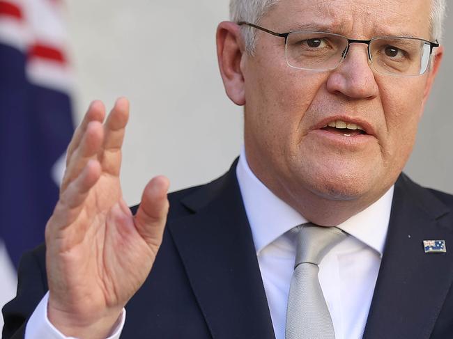 CANBERRA, AUSTRALIA - NewsWire Photos, AUGUST, 18, 2021: Prime Minister Scott Morrison spoke at a press conference at Parliament House. Picture: NCA NewsWire/Gary Ramage