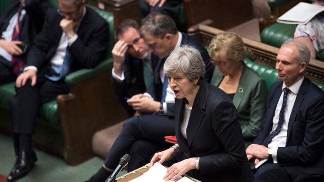 Theresa May’s ministers are downcast as she takes part in Prime Minister's Questions. Picture: AFP