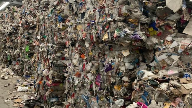 Recycling from SKM stockpiled in Melbourne warehouses.