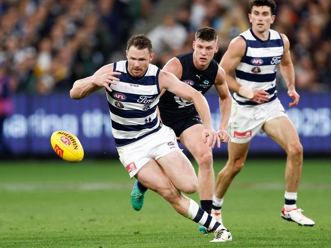 The Cats lost skipper Patrick Dangerfield to injury. Picture: Michael Willson/AFL Photos via Getty Images