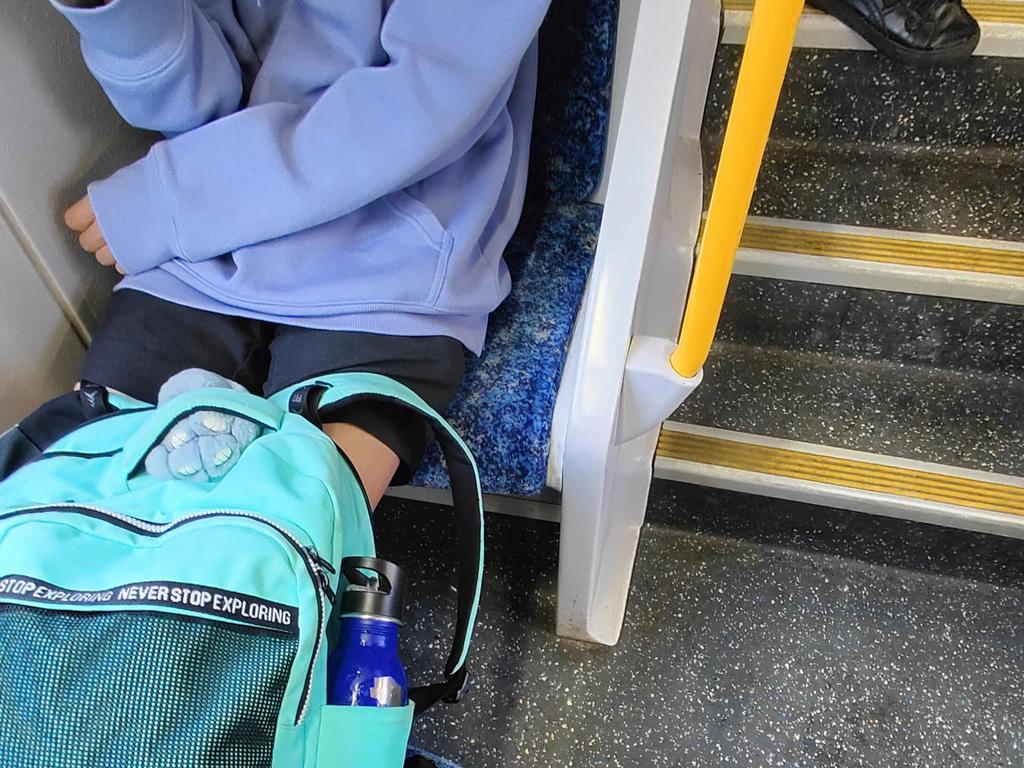 A man who recently moved to Sydney shared this picture asking if it was normal to leave a bag on a seat on the metro train. Picture: Reddit