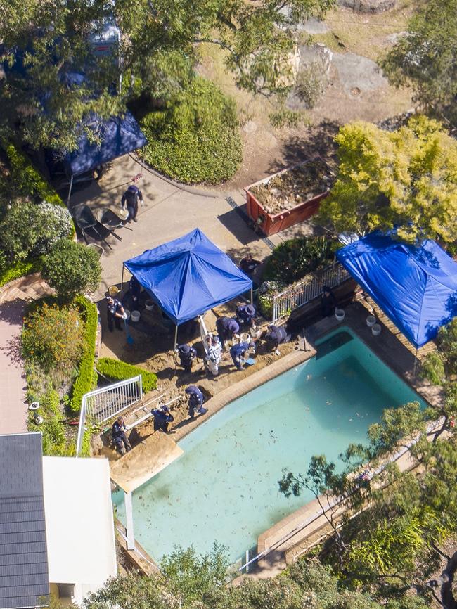 Police digging in the backyard of the Bayview home in 2018. Picture: Matrix