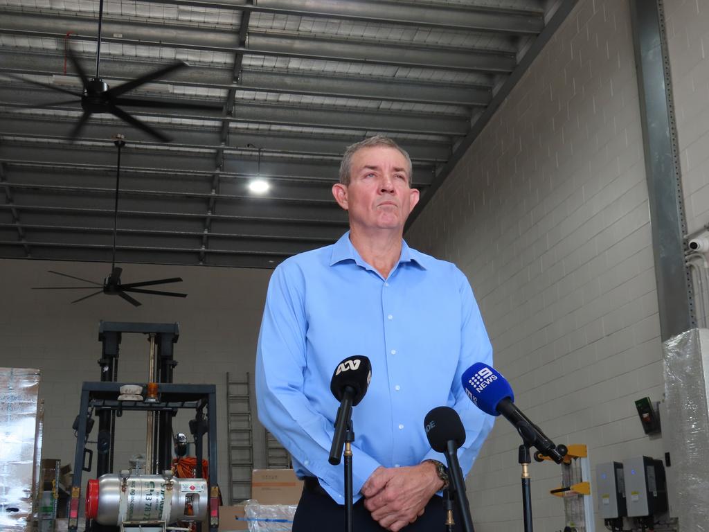 Minister for Corrections Gerard Maley speaks to media at Berrimah, Darwin.