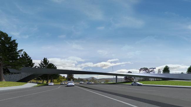 An artist’s impression of  the Queens Domain footbridge proposal. Picture: SUPPLIED