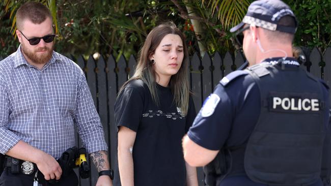 Police investigate a stabbing at Packett Crescent, Loganlea. Picture: Liam Kidston