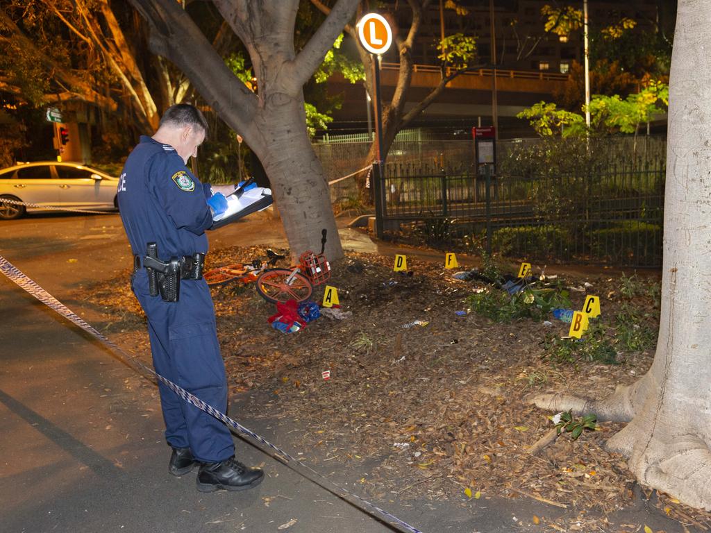 Police on the scene of the alleged stabbing in the early hours of August 1, 2020. Picture: Gordon McComiskie