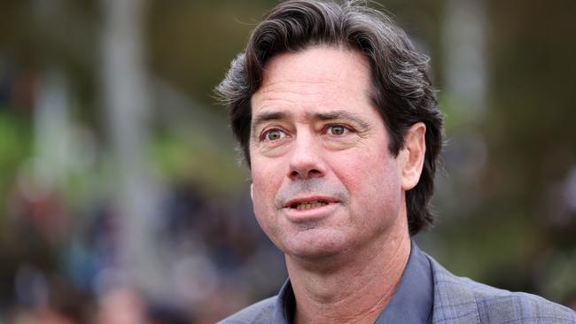 MELBOURNE, SEPTEMBER 23, 2022: Gillon McLachlan. Players and fans make their way to the MCG during the 2022 AFL Grand Final Parade. Picture: Mark Stewart