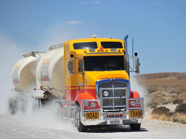 A road train motor truck on the Strzelecki Track.