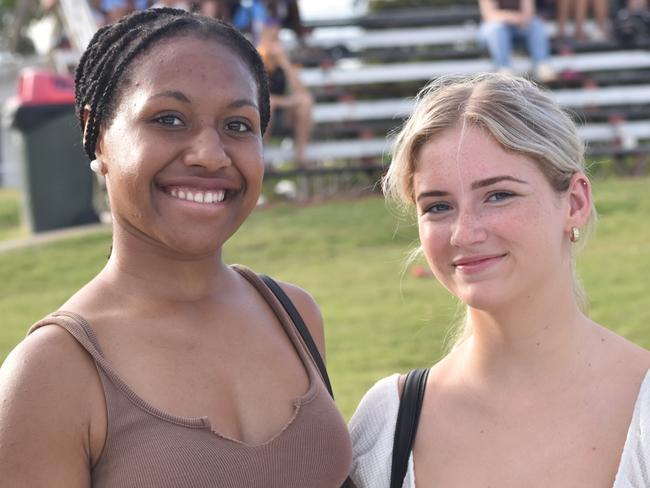 Abigail Wini and Phoebe Kelly at the CQ Capras home games at Rockhamptonâ€™s Browne Park on March 26, 2022.