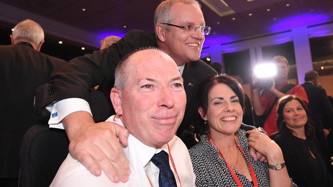 Scott Morrison with his brother-in-law Gary Warren last year. Picture: AAP