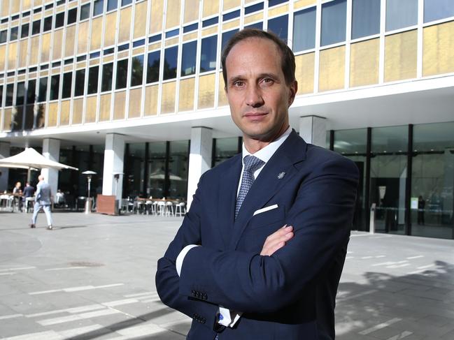 08/08/2019. Francesco De Ferrari, AMP CEO, pictured outside their headquarters in Sydney. Britta Campion / The Australian