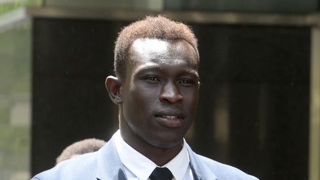 Majak Daw outside the County Court. Picture: Kylie Else