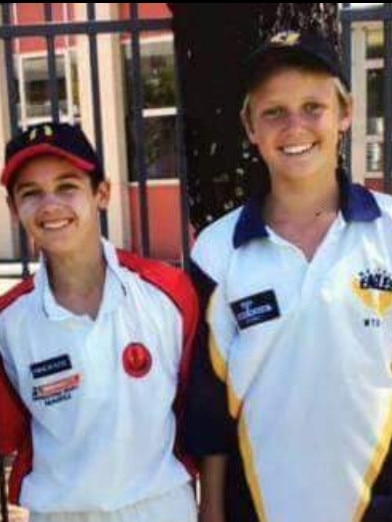 Connor Rozee and Gold Coast’s Jack Lukosius during their junior cricket days. Picture: Supplied