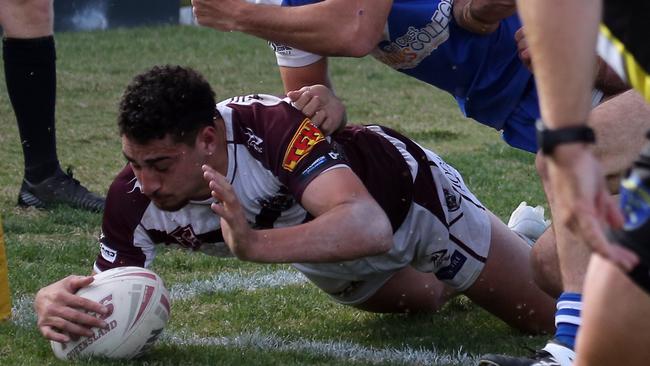 Burleigh Bears vs. Tugun Seahawks preliminary final at Pizzey Park. Dante Lusio scoring. 11 September 2022 Miami Picture by Richard Gosling