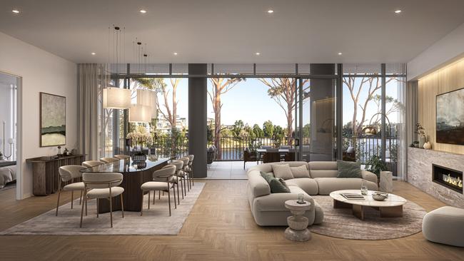 Renders of the penthouse collection: Monarch Residences units taking large spaces at the top and bottom of the complex.