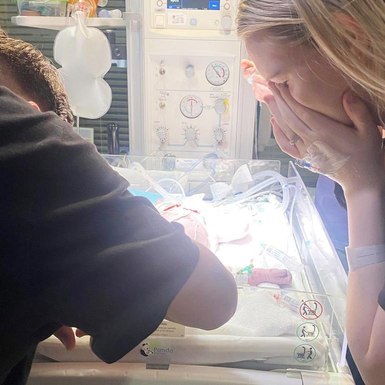 Meg Flaskett, 21, and James Flaskett, 22, lost their baby daughter Thea after she was born at Redcliffe Hospital. Photo: Supplied.