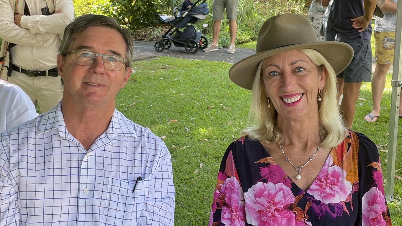 Councillor Scott Wolgamott with Rose at the Australia Day ceremony at the Botanic Gardens in Coffs Harbour. Picture: Matt Gazy