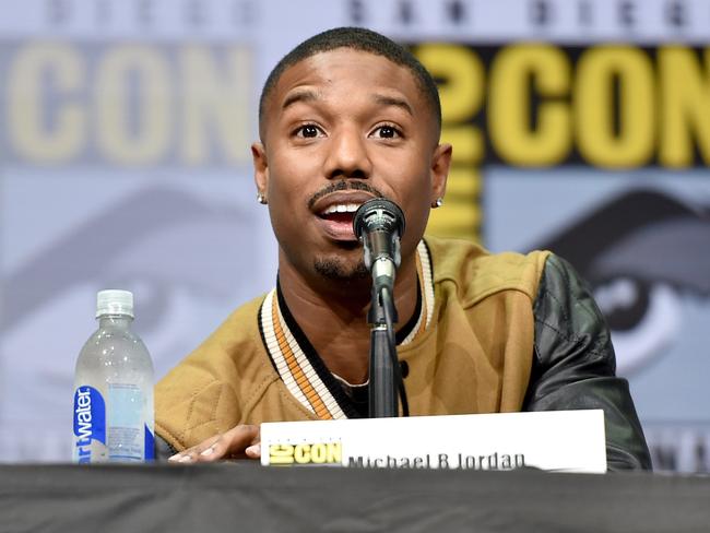 Michael B Jordan talks up Black Panther at Comic Con. Picture: Alberto E Rodriguez/Getty Images for Disney