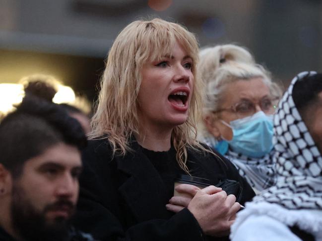 Ms Ford at a pro-Palestine protest. Picture: Brendan Beckett