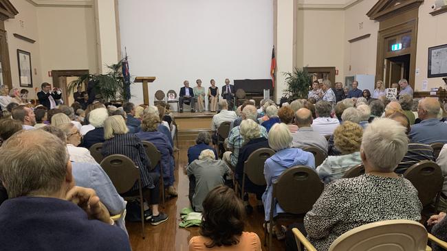 The meeting on the Crows' proposed upgrade of the Adelaide Aquatic Centre.