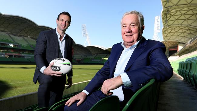 Melbourne Storm CEO Dave Donaghy and part-owner Gerry Ryan. Picture: David Geraghty.
