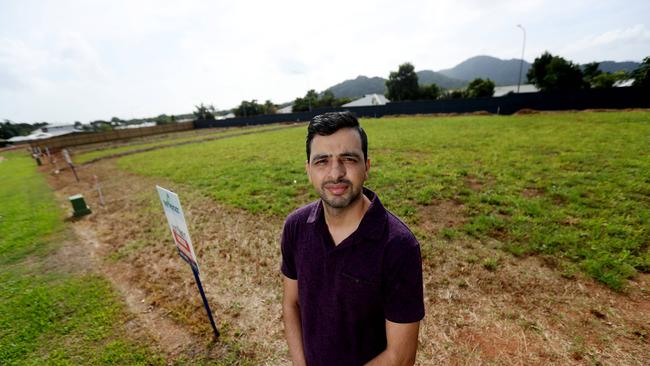 Mithun Taneja at the block in Hyland Close, Redlynch (The Pocket estate) where he and his wife were trying to build their first home. Picture: Stewart McLean