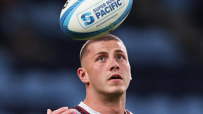 SYDNEY, AUSTRALIA - MAY 09:  Josh Canham of the Reds warms up during the round 13 Super Rugby Pacific match between NSW Waratahs and Queensland Reds at Allianz Stadium, on May 09, 2025, in Sydney, Australia. (Photo by Matt King/Getty Images)