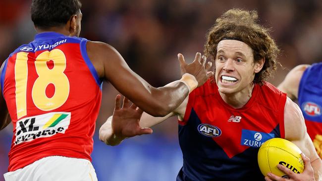 Ben Brown had a quiet night in front of goal for the Demons. Picture: Michael Willson/AFL Photos via Getty Images