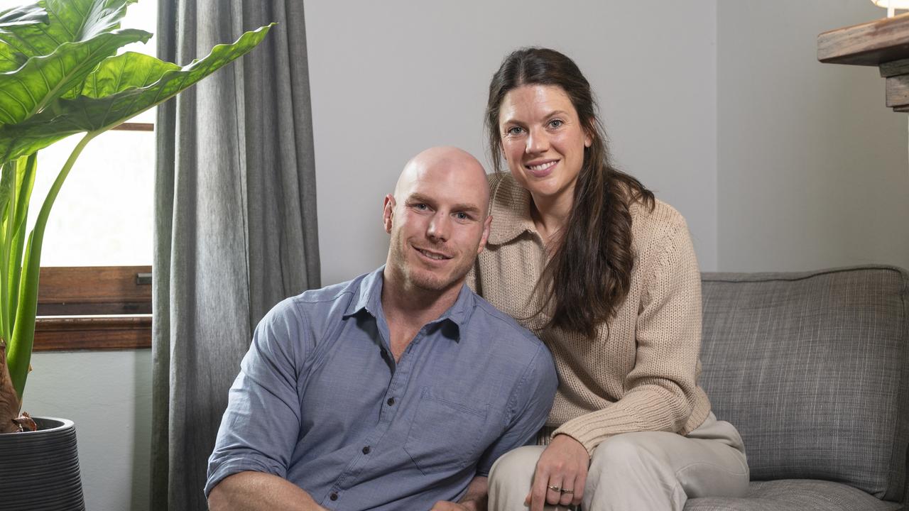 Emma and David Pocock at home in Canberra. Picture: Martin Ollman