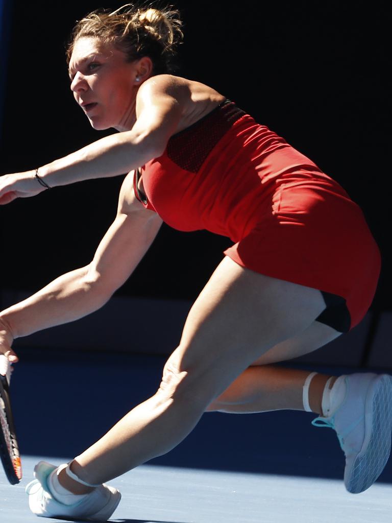 Many thought Halep’s tournament was over when the turned her ankle during her round 1 clash with Destanee. Pic: Michael Klein