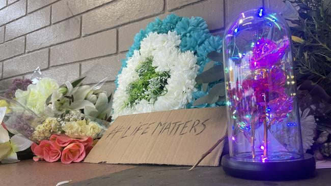 A memorial for a young man who died while in police custody in Alice Springs, May 28, 2025. Picture: Gera Kazakov