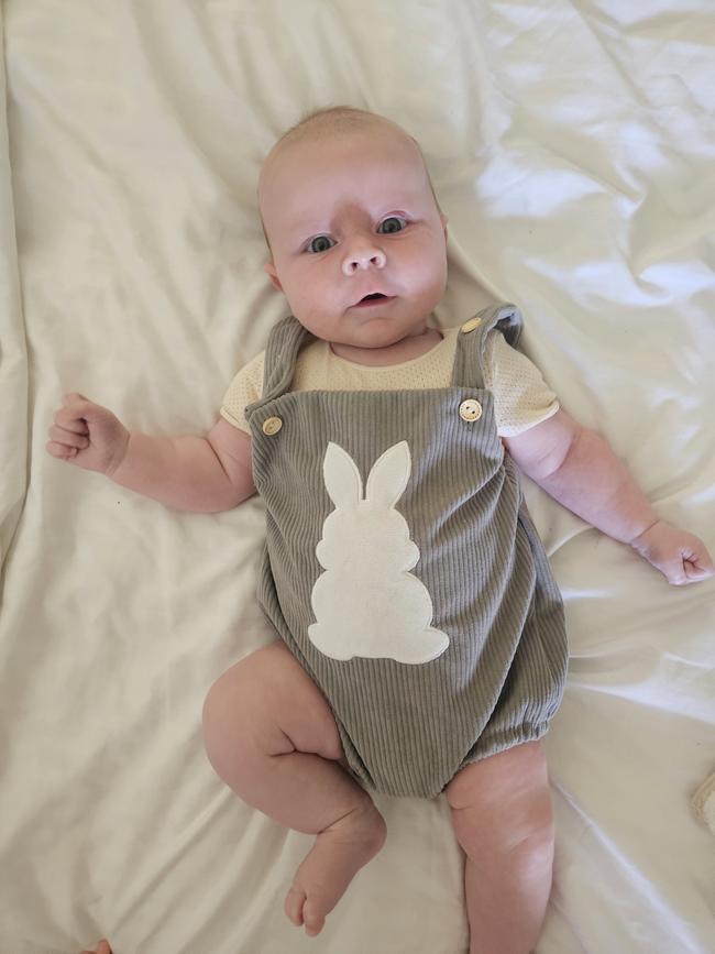Maverick McPherson, two months old. A very chilled and happy baby.