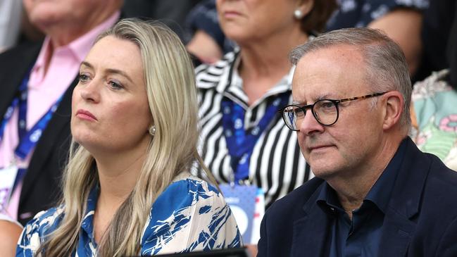 Mr Albanese and partner Jodie Haydon at the tennis. Picture: Clive Brunskill/Getty Images