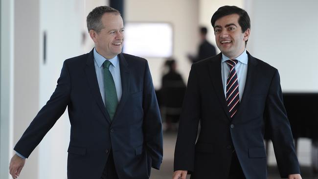 Leader of the Opposition Bill Shorten and Senator Sam Dastyari.