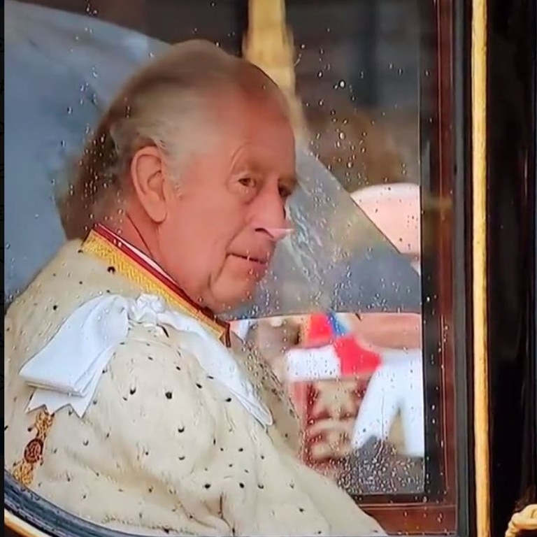 King Charles awaits the OK for the ceremony to begin.