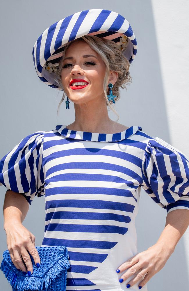 Alanna Oppermann dressed up in her best race-day gear at the 2023 Melbourne Cup celebrations. Picture: Pema Tamang Pakhrin.