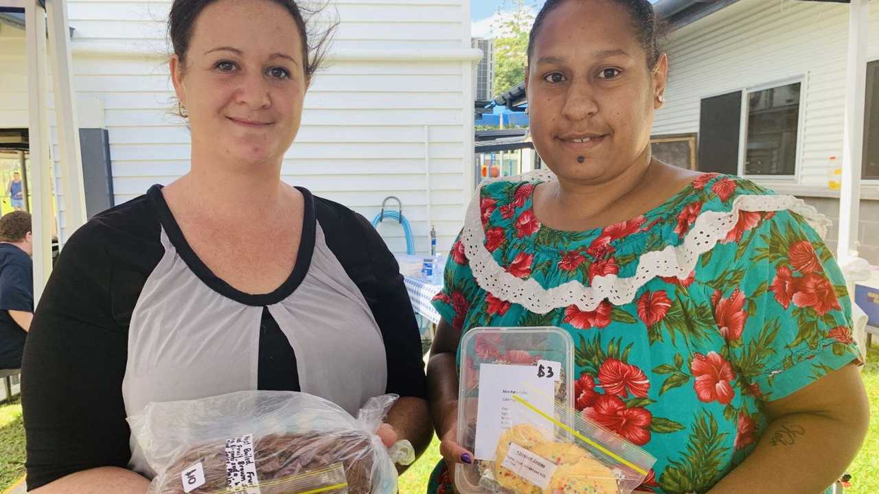 Marila Aitken and Kristy Tante are running the bake sale at the Dundula State School polling booth for Election Day 2019. Picture: Rainee Shepperson