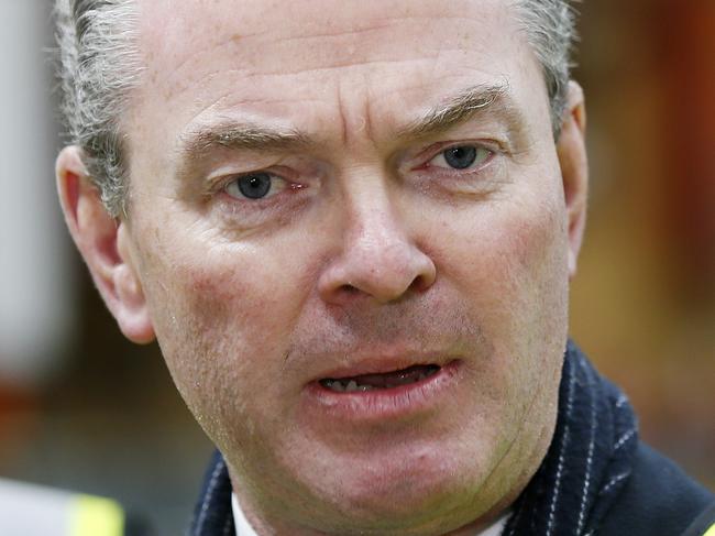 Minister for Defence Industry Christopher Pyne MP  during a tour of Delta Hydraulics at Devonport. PICTURE CHRIS KIDD