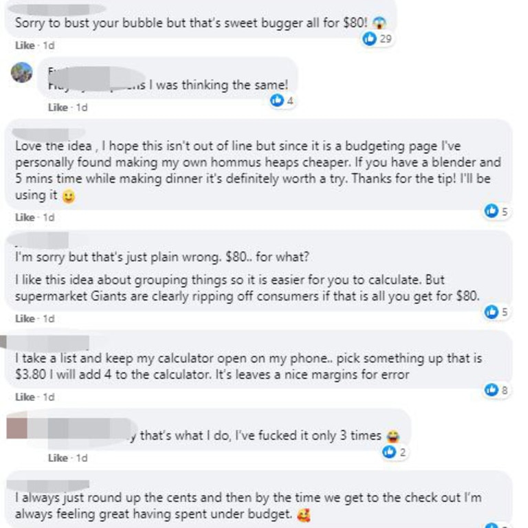 Amanda said she usually buys her ‘luxury’ items first and had Flybuys points to spend which is why she decided to ‘splurge’ a bit after some questioned her $80 spend, on so few items. Picture: Facebook