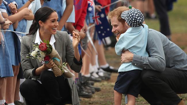 Parry and Meghan on tour in Dubbo. Picture: Cameron Spencer