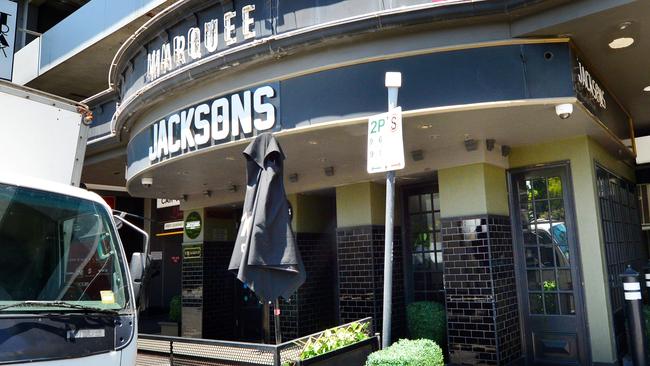 A 23-year-old Melbourne DJ remains in a coma. Police allege he was bashed outside Jacksons Hotel (pictured) in the early hours of New Year’s Day. Picture: NCA NewsWire / Nicki Connolly